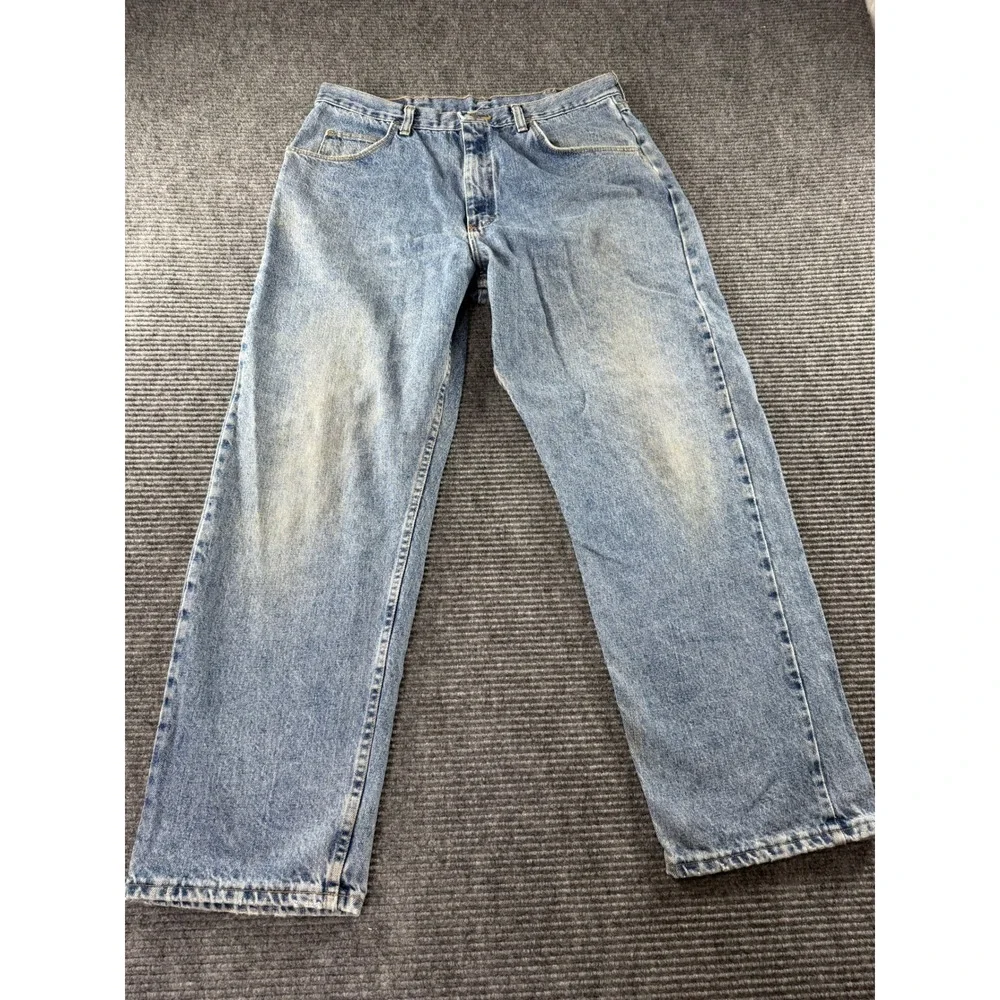 Wrangler Authentics Mens Jeans 34x29 Relaxed Fit Straight Leg Light Wash Denim